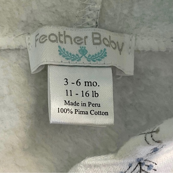 Feather Baby Woodland Deer and Trees Pima Cotton 3-6m Hooded Coverall Romper - Picture 6 of 6